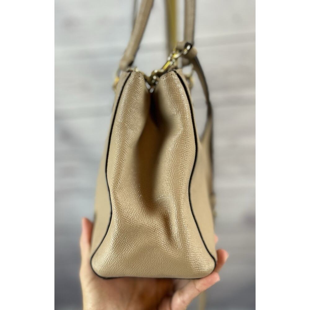 Coach Carryall Shoulder Bag Tan Light Brown Leather Crossbody Purse - Picture 3 of 10